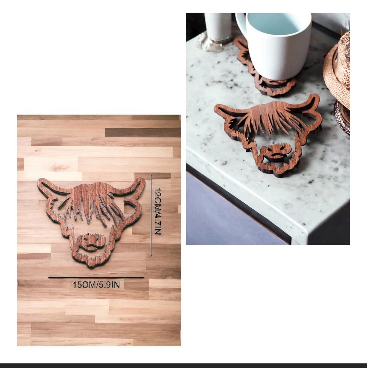 Heartland Cow Coaster Set of 2